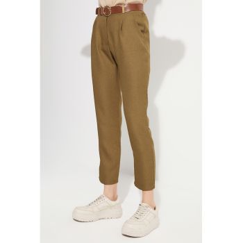 Pantaloni crop cu talie inalta