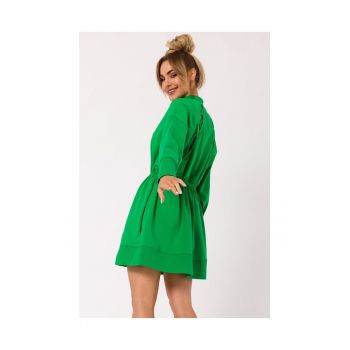 Rochie cu fermoar si decupaje la spate - verde luxuriant - 2XL/3XL