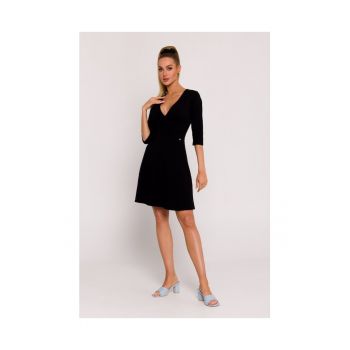 Rochie cu partea de sus suprapusa - negru -