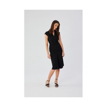 Rochie dama - creion cu decolteu dublu - Poliester - Negru