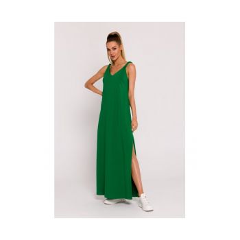 Rochie dama - maxi cu decolteu adanc in spate - Poliester - Verde