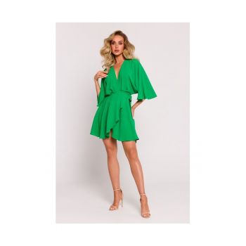 Rochie dama - mini cu partea de jos evazata - Poliester - Verde