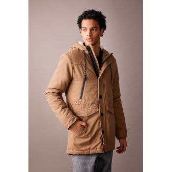 Geaca parka slim fit din bumbac