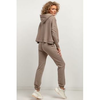 Pantaloni de de antrenament cu talie elastica T384 cappuccino