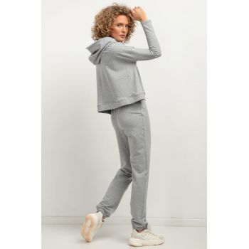 Pantaloni pentru antrenament cu talie elastica T384 gri deschis -