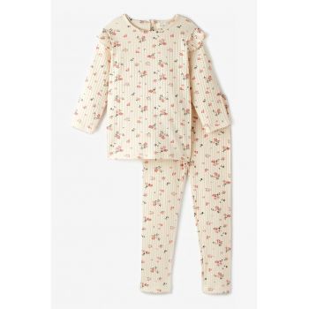 Set de bluza si colanti cu model floral