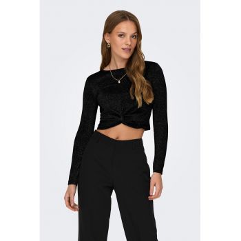 Bluza crop asimetrica cu fronseu