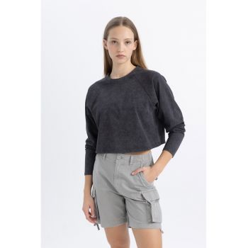 Bluza de trening crop cu croiala lejera