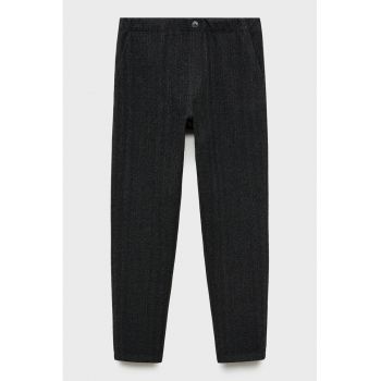 Pantaloni cu croiala dreapta si model herringbone Espiga