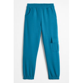 Pantaloni de trening din amestec de bumbac cu talie elastica