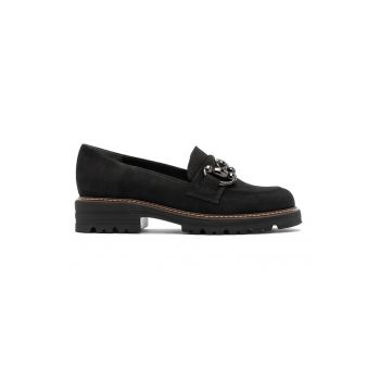 Pantofi loafer de piele intoarsa cu aplicatie metalica