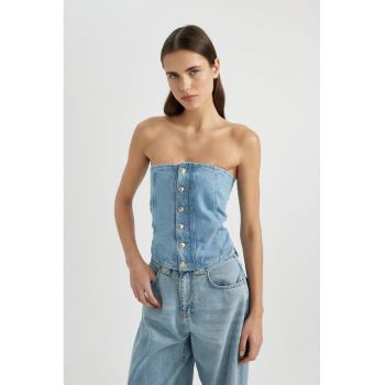 Top crop din denim