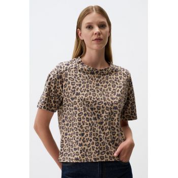 Bluza cu animal print si maneci scurte