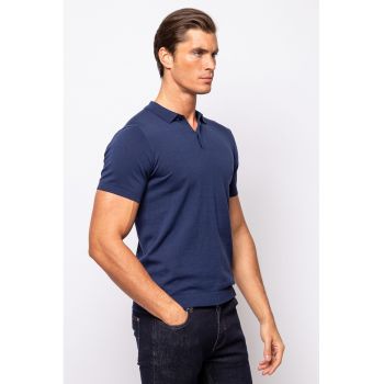 Tricou polo de bumbac cu model uni