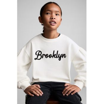 Bluza de trening cu broderie text Brooklyn