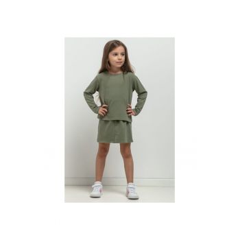 Bluza uni cu decolteu la baza gatului MMD41 - verde militar