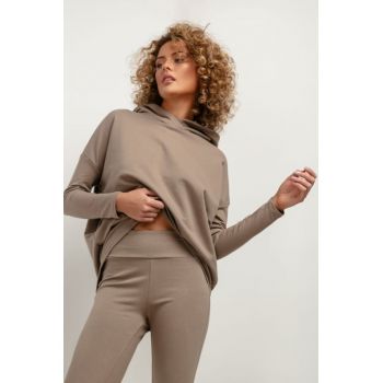 Hanorac lejer cu maneci cazute T379 maro taupe