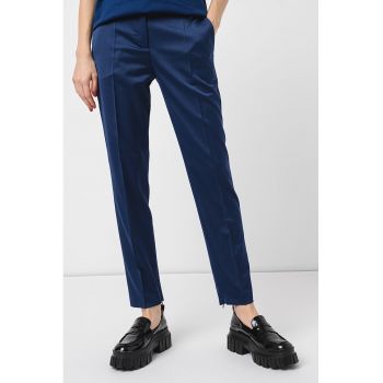 Pantaloni eleganti crop din amestec de lana