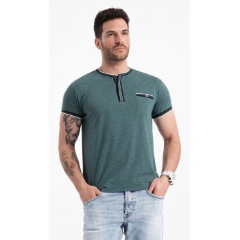 Tricou Henley cu accente in dungi