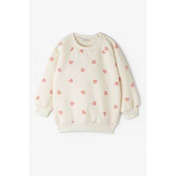 Bluza de trening cu imprimeu si maneci raglan