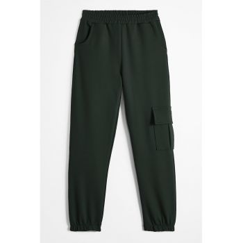 Pantaloni de trening din amestec de bumbac cu talie elastica