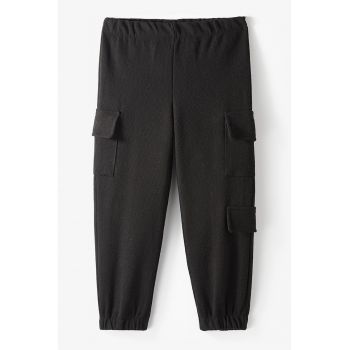 Pantaloni jogger uni cu buzunare aplicate