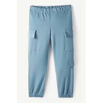 Pantaloni jogger uni cu buzunare aplicate