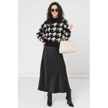 Pulover cu maneci lungi si model houndstooth