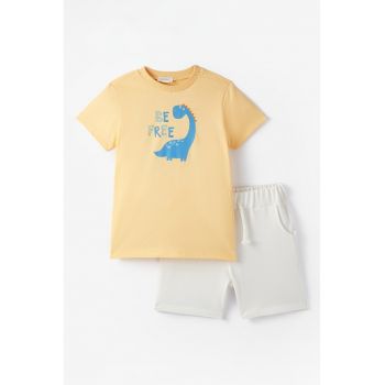 Set de tricou de bumbac si pantaloni scurti - 2 piese