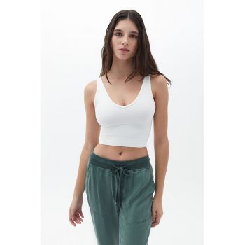 Top crop cu decolteu in V