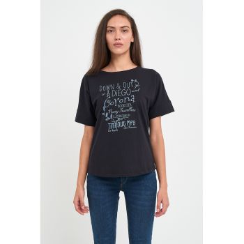 Tricou de bumbac cu imprimeu text