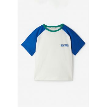 Tricou de bumbac cu maneci raglan contrastante