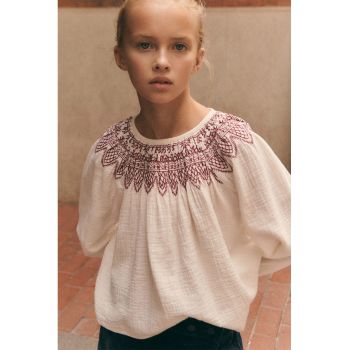 Bluza de bumbac cu broderie