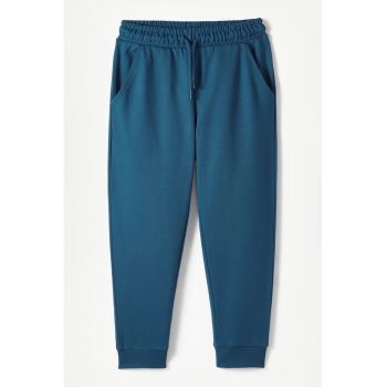 Pantaloni de trening din bumbac cu snur de ajustare