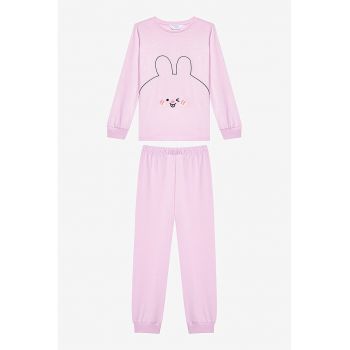 Pijama de bumbac cu imprimeu grafic