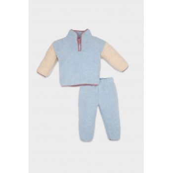 Set de bluza de trening si pantaloni din material teddy - 2 piese