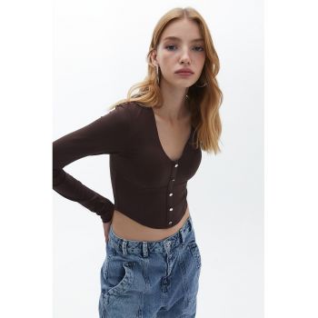 Bluza crop cu decolteu in V