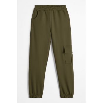 Pantaloni de trening din amestec de bumbac cu talie elastica