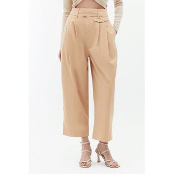 Pantaloni relaxed fit cu talie inalta