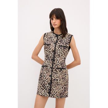 Rochie mini fara maneci cu animal print