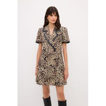 Rochie mini petrecuta cu animal print