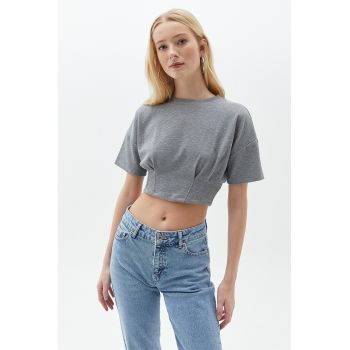 Tricou crop cu model uni