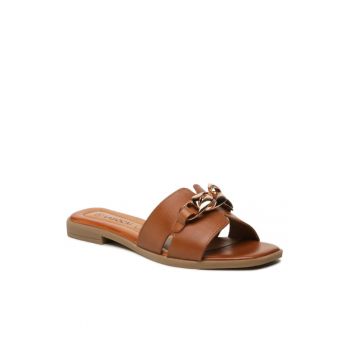 Papuci flip-flop dama - Piele naturala - maro