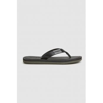 Papuci flip-flop de piele ecologica cu logo