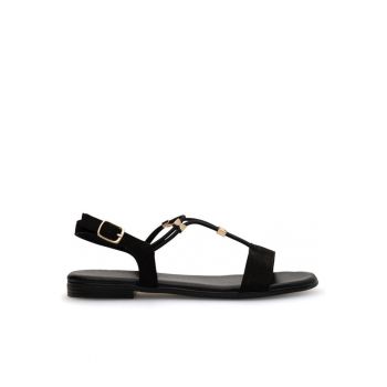 Sandale dama - 12230 - Piele nabuc - Negru