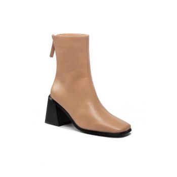 Botine dama - 301704652 - Piele ecologica - Bej