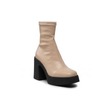 Botine dama - 301728573 - Piele ecologica - Bej