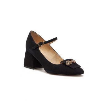 Pantofi dama - 045721 - Piele intoarsa - Negru