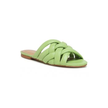 Papuci flip-flop dama - 208125239 - Piele naturala - Verde