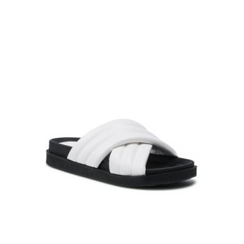 Papuci flip-flop dama - Piele ecologica - Alb